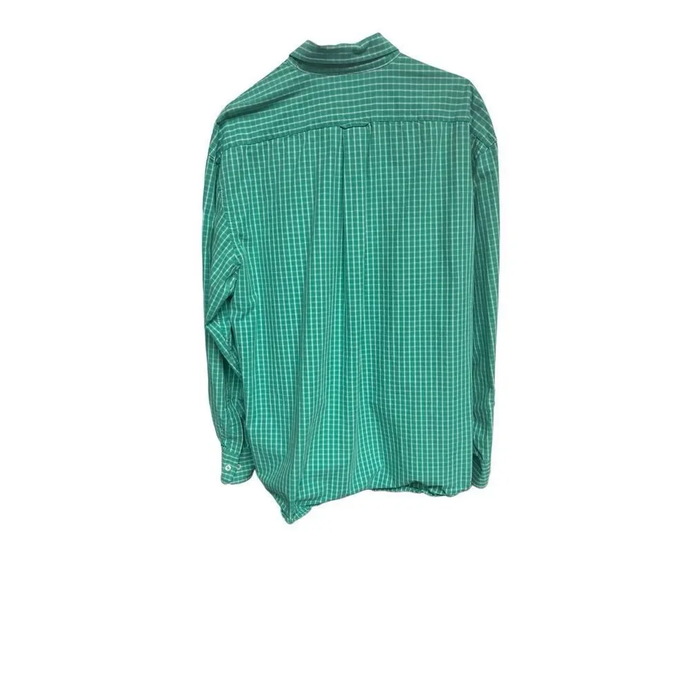 Izod Green Checkered Button-Down Shirt – size XL